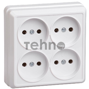 Розетка 4-м ОП Октава 10А IP20 без заземл. бел. ИЭК ERO40-K01-10-DC
