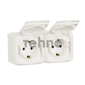 Розетка Legrand 2-м ОП Quteo 16А с защитной крышкой, защитные шторки, с заземлением IP44 белая Leg 782323