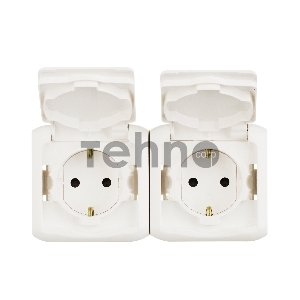 Розетка Legrand 2-м ОП Quteo 16А с защитной крышкой, защитные шторки, с заземлением IP44 белая Leg 782323