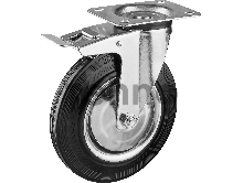 Колесо поворотное c тормозом d=200 мм, г/п 185 кг, резина/металл, игольчатый подшипник, ЗУБР Профессионал