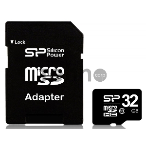 Флеш карта microSDHC 32Gb Class10 Silicon Power SP032GBSTH010V10-SP + adapter