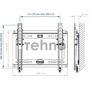Кронштейн Kromax IDEAL-6 white, для LED/LCD TV 15-47, max 35 кг, настенный, 1 ст свободы, наклон 0°-15°, от стены 28 мм, max VESA 200x200 мм
