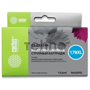Картридж струйный Cactus CS-CB324N пурпурный для №178XL HP PhotoSmart B8553/C5383/C6383/D5463 (14,6m