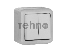 Электроустановочные изделия Legrand Legrand 782331 Переключатель двухклавишный IP44 (Серый)