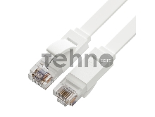 Патч-корд Greenconnect PROF плоский прямой 1.0m, UTP медь кат.6, белый, 30 AWG, ethernet high speed 10 Гбит/с, RJ45, T568B, GCR-51787