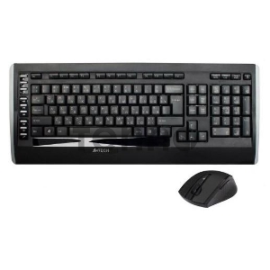 Клавиатура + мышь A4TECH W 9300F USB (черный), 2.4G наноприемник