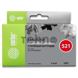 Картридж струйный Cactus CS-CLI521GY серый для Canon MP980 MP990 (8,2ml)