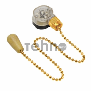 Выключатель для настенного светильника REXANT c деревянным наконечником, золотой, 1 шт.