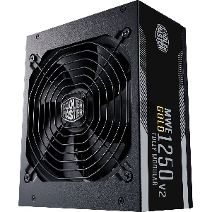 Блок питания Power Supply Cooler Master MWE Gold V2 (model name: MPE-C501-AFCAG), 1250W, ATX, 140mm, 24+4pin, 12xSATA, 8xPCI-E(6+2), APFC, 80+ Gold, w/UK Cable, Full Modular, OEM Version