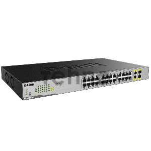 Сетевое оборудование D-Link DGS-1026MP/A1A Неуправляемый коммутатор с 24 портами 10/100/1000Base-T, 2 комбо-портами 100/1000Base-T/SFP и функцией энергосбережения (24 порта с поддержкой PoE 802.3af/at (30 Вт))