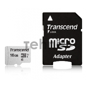 Флеш карта Micro SecureDigital 16Gb Transcend  TS16GUSD300S-A  {MicroSDHC Class 10 UHS-I, SD adapter}