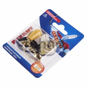 Выключатель для настенного светильника REXANT c проводом и деревянным наконечником, золотой, 1 шт.