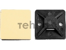 Площадка под хомут-стяжку ПХС самоклеющаяся черная, 20 x 20 мм, 100 шт, нейлоновая, ЗУБР