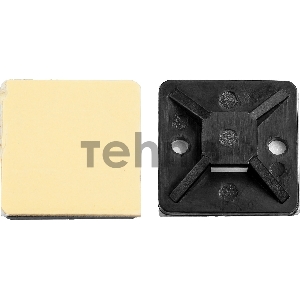 Площадка под хомут-стяжку ПХС самоклеющаяся черная, 20 x 20 мм, 100 шт, нейлоновая, ЗУБР