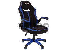 Игровое кресло Chairman game 19 чёрное/синее (ткань полиэстер, пластик, газпатрон 3 кл, ролики, механизм качания)