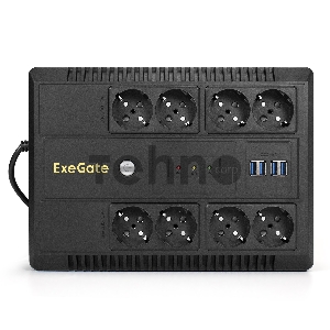 ИБП ExeGate NEO NNB-800.LED.AVR.8SH.CH <800VA/480W, LED, AVR, 8*Schuko, 4*USB-порта для зарядки, Black>