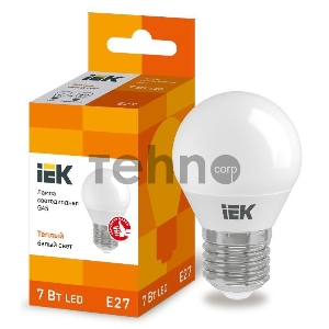 Лампа Iek LLE-G45-7-230-30-E27 светодиодная ECO G45 шар 7Вт 230В 3000К E27 IEK