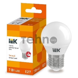 Лампа Iek LLE-G45-7-230-30-E27 светодиодная ECO G45 шар 7Вт 230В 3000К E27 IEK Лампа Iek LLE-G45-7-230-30-E27 светодиодная ECO G45 шар 7Вт 230В 3000К E27 IEK
