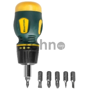 Набор KRAFTOOL EXPERT 26190-H7  отвертка реверсивная с Cr-V битами SL3/5/6мм PH1/2/3 7шт