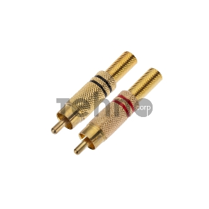 Разъем штекер RCA металл пайка ZN чёрный/красный GOLD PROCONNECT