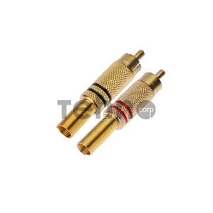 Разъем штекер RCA металл пайка ZN чёрный/красный GOLD PROCONNECT