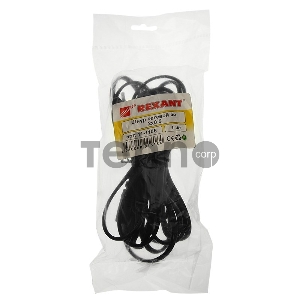 Шнур сетевой, вилка - евроразъем C7, кабель 2x0,5 мм², длина 5 метров (PE пакет) REXANT