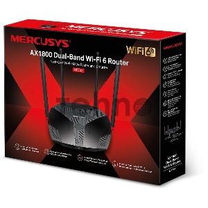 Роутер Mercusys MR70X AX1800 Dual-Band WiFi 6 Router, 574 Mbps at 2.4 GHz + 1201 Mbps at 5 GHz,  4× Fixed External Antennas, 3× Gigabit LAN Ports, 1× Gigabit WAN Port, 1024-QAM, OFDMA, Router/Access Point Mode, MU-MIMO, WPA3, TWT, BSS Color