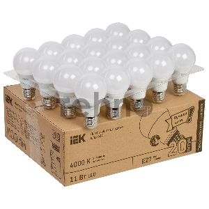 Лампа IEK LED A60 шар 11Вт 230В 4000К E27