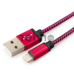 Кабель Gembird  USB 2.0 Cablexpert CC-ApUSB2pe1m, AM/Lightning 8P, 1м, нейлоновая оплетка, алюминиевые разъемы, фиолетовый, пакет