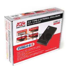Внешний корпус USB 3.1 AgeStar 3UB2P3C (BLACK), безвинтовой, черный