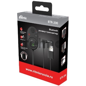 Автомобильный FM-модулятор Ritmix BTR-200 черный BT USB (80002461) Автомобильный FM-модулятор Ritmix BTR-200 черный BT USB (80002461)