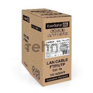 Кабель ExeGate FTP 4 пары кат.5e CCA, 24AWG, экран, бухта 100м, серый, PVC Кабель ExeGate FTP 4 пары кат.5e CCA, 24AWG, экран, бухта 100м, серый, PVC
