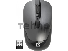 Мышь беспроводная Defender оптическая Wave MM-995, USB, симметричная, 800/1200/1600 dpi, серебристый.