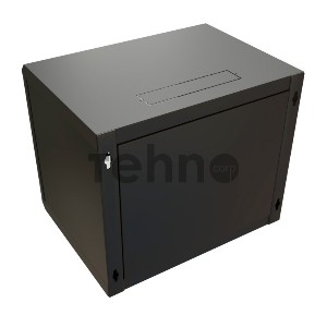 Шкаф коммутационный WRline (WR-TW-1545-GP-RAL9004) настенный 15U 600x450мм пер.дв.стекл 2 бок.пан. 60кг черный 370мм 775мм IP20 сталь