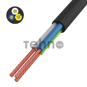 Провод соединительный ПВС 3x0,75 мм², черный, длина 5 метров, ГОСТ 7399-97  REXANT