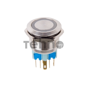 Кнопка  антивандальная Ø22 250В Б/Фикс (6с) (ON)-OFF/(OFF)-ON подсв/зеленая  REXANT