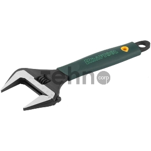 Ручной инструмент KRAFTOOL 27258-15 Ключ разводной {Cr-V,фосфатир,эргоном рукоятка из эластомера,увелич зев,угол наклона губок 15град,150мм/6,34мм }