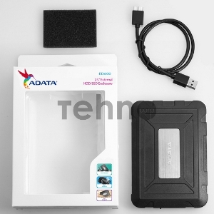 Внешний корпус для жесткого диска 2.5 ADATA External Enclosure ED600 AED600U31-CBK USB 3.1, For SSD, HDD 7mm&9.5mm, IP54, Black, Retail
