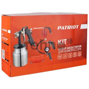 Набор пневмоинструмента PATRIOT KIT 5В  5пр. краскопульт с н.баком пистолеты шланг5м пульверизатор