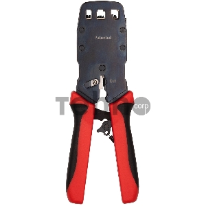 Инструмент обжимной Hyperline HT-3008AR для RJ-45/RJ-12/RJ-11 (упак:1шт) черный/красный