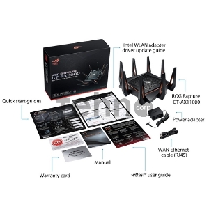 Маршрутизатор ASUS GT-AX11000 Tri-band WiFi 6(802.11ax) Gaming Router –Worlds first 10 Gigabit Wi-Fi router with a quad-core processor, 2.5G gaming port, DFS band, wtfast, Adaptive QoS, AiMesh for mesh wifi system