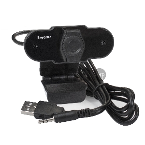 Веб-камера ExeGate EX287384RUS BlackView C310 (матрица 1/3 0,3 Мп, 640х480, 480P, шторка, USB, фиксированный фокус, микрофон с шумоподавлением, универсальное крепление, отверстие под штатив, кабель 1,5 м, Win Vista/7/8/10, Mac OS, черная)