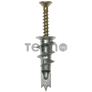 Дюбель металлический со сверлом, для гипсокартона, с оцинкованным саморезом, 33 мм, 3 шт, ЗУБР