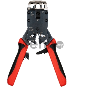 Инструмент обжимной Hyperline HT-3008AR для RJ-45/RJ-12/RJ-11 (упак:1шт) черный/красный