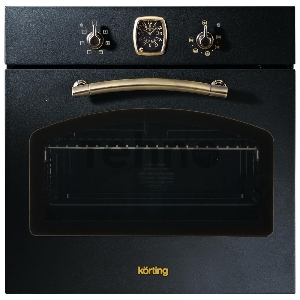 Встраиваемая электрическая духовка Korting OKB 460 RN / 59.8 х 59.5 x 56 см, 6 режимов нагрева, аналоговые часы в классическом стиле Frank Muller, таймер, черный+бронза
