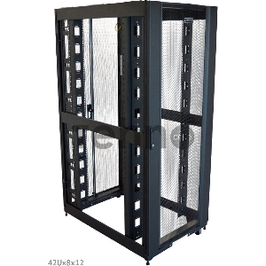 Шкаф коммутационный Lanmaster (LAN-DC-CBP-48UX8X10) 48U 800x1070мм пер.дв.перфор. задн.дв.перфор.2-хст. 1500кг черный