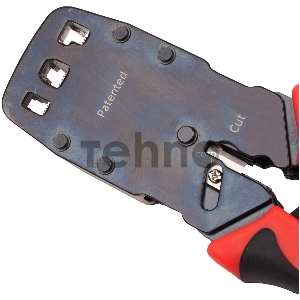 Инструмент обжимной Hyperline HT-3008AR для RJ-45/RJ-12/RJ-11 (упак:1шт) черный/красный