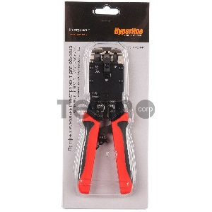 Инструмент обжимной Hyperline HT-3008AR для RJ-45/RJ-12/RJ-11 (упак:1шт) черный/красный