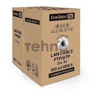 Кабель ExeGate UTP 2 пары кат.5e медь, 24AWG, бухта 305м, серый, PVC
