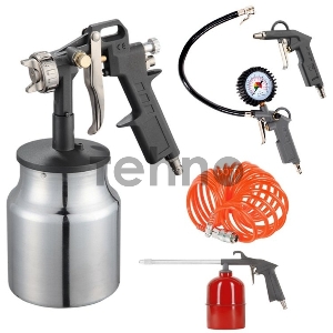 Набор пневмоинструмента PATRIOT KIT 5В  5пр. краскопульт с н.баком пистолеты шланг5м пульверизатор